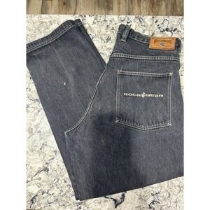 Y2K ROCAWEAR MENS Dark Wash Baggy Wide Leg‎ JEANS SIZE 38 X 34 Vintage